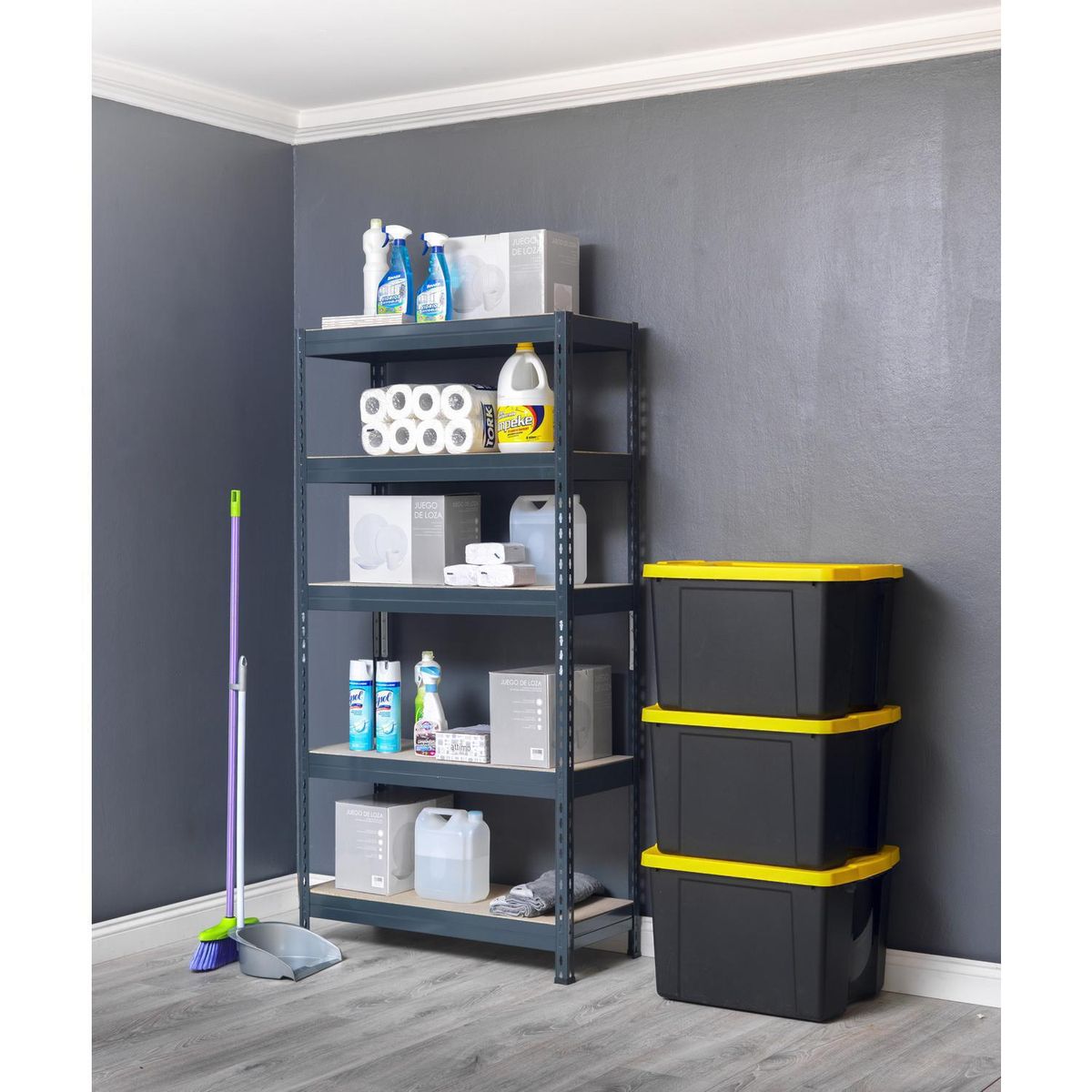 WENCO - Caja organizadora 75 litros 37,8x48x 60,3 cm negro
