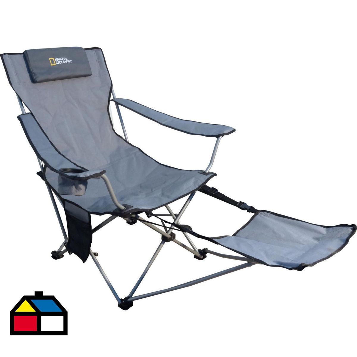 NATIONAL GEOGRAPHIC - Silla Plegable con Apoya Pies 140x98x90 cm Gris