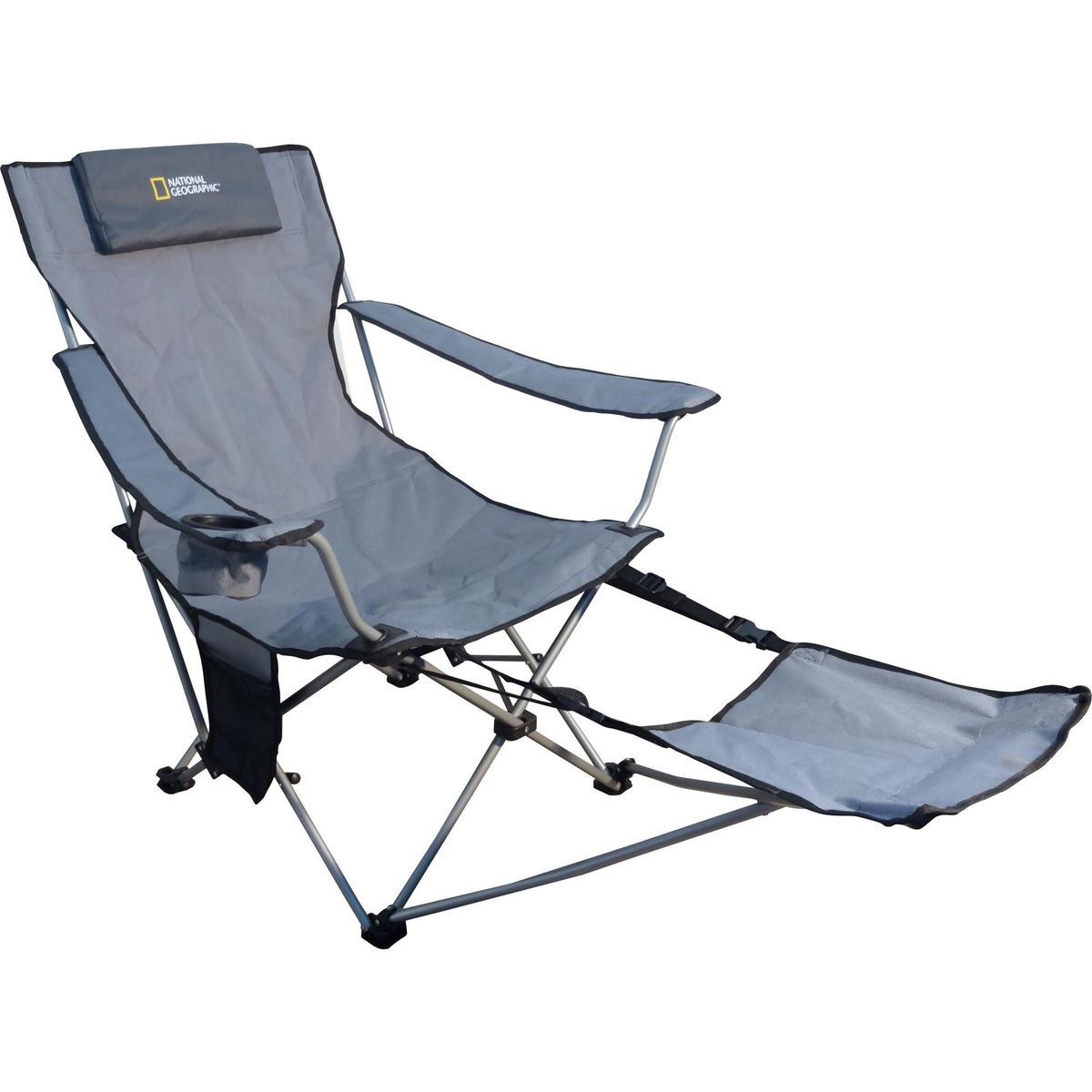 NATIONAL GEOGRAPHIC - Silla Plegable con Apoya Pies 140x98x90 cm Gris