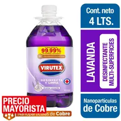 VIRUTEX - Limpiador líquido desinfectante lavanda 4l