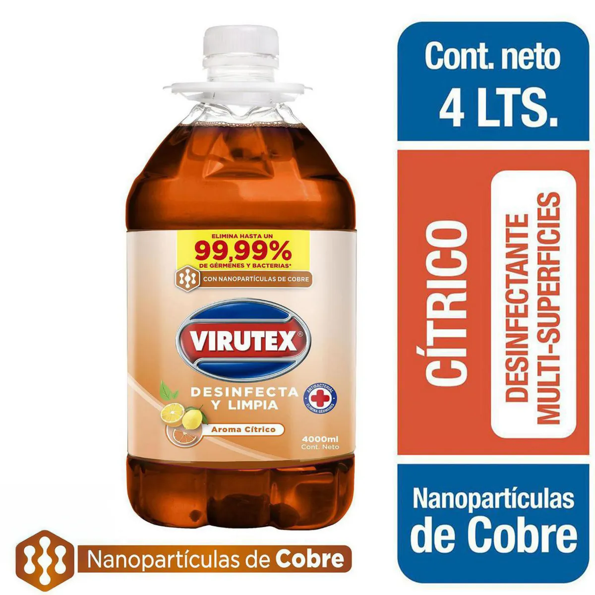 VIRUTEX - Limpiador Desinfectante Virutex Cítrico Líquido 4 Litros