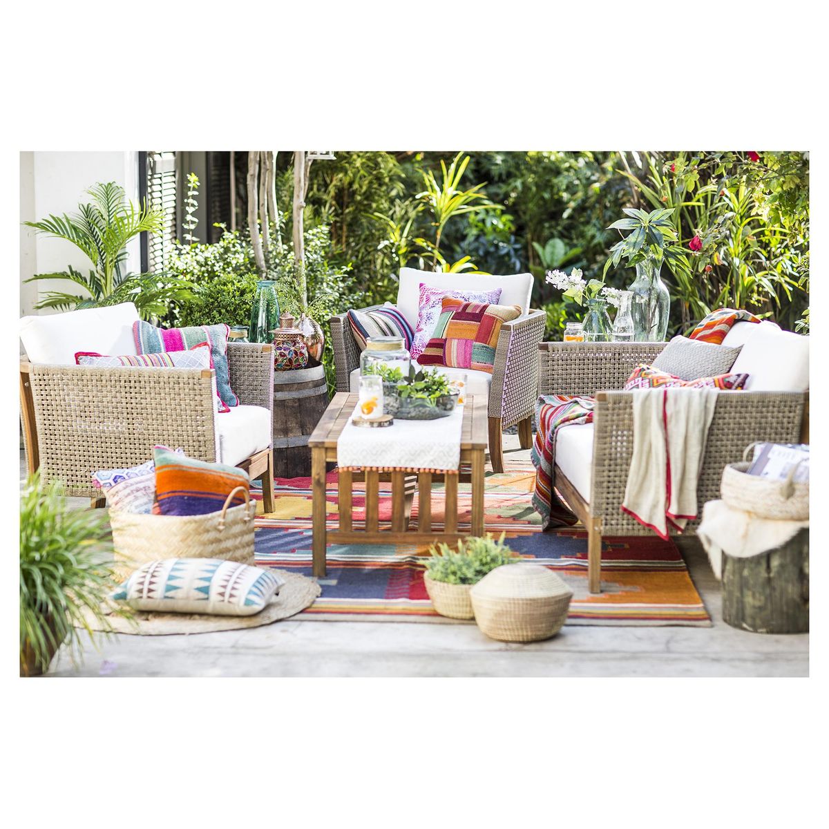 GRUPO LINK - Juego de Living de Terraza Río 4 Personas Café/Gris