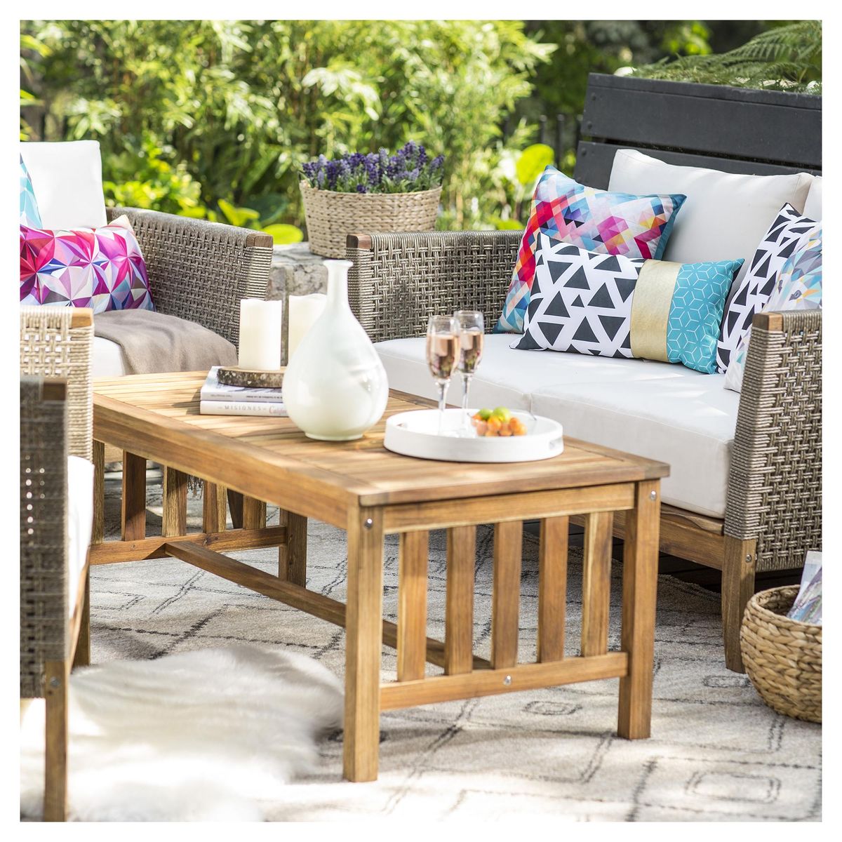 GRUPO LINK - Juego de Living de Terraza Río 4 Personas Café/Gris