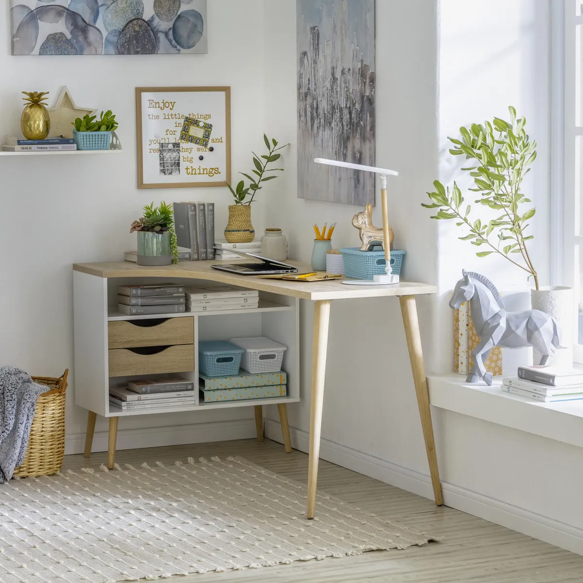 TVILUM - Escritorio Oslo 146x81x76 cm blanco/oak