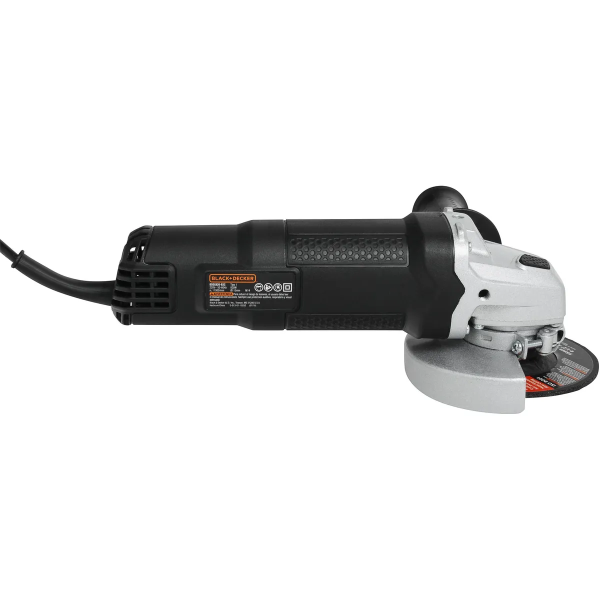 BLACK+DECKER - Esmeril angular eléctrico 4,5" 820W + 2 discos