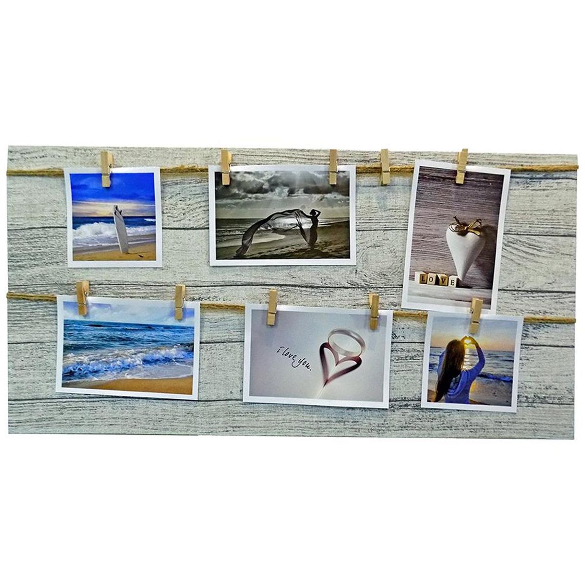 VGO - Marco de Foto con Pinzas 60x30 cm Multicolor 