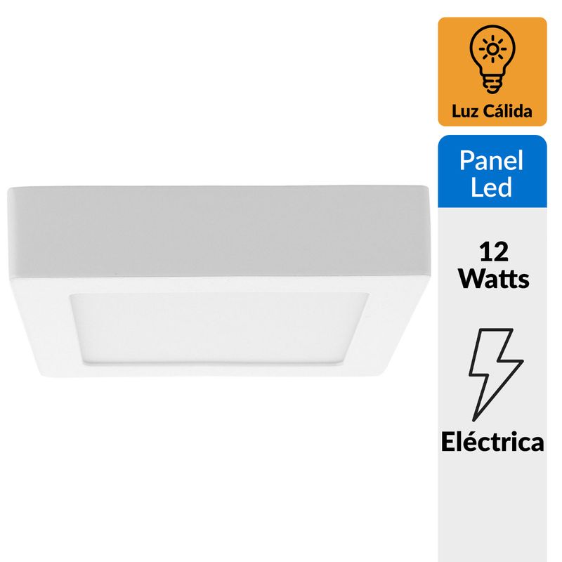 BP ILUMINACION - Panel sobrepuesto cuadrado LED 12 W