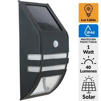 Apliqué Exterior Solar Led con Sensor 1 W IP 44 40 lm Luz Cálida