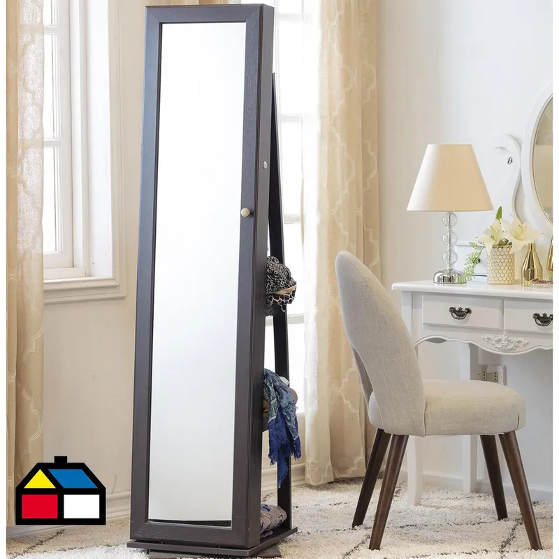 JUST HOME COLLECTION - Espejo Organizador Giratorio Decorativo Forma Rectangular 38x160 cm Café SA320