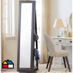 JUST HOME COLLECTION - Espejo Organizador Giratorio Decorativo Forma Rectangular 38x160 cm Café SA320