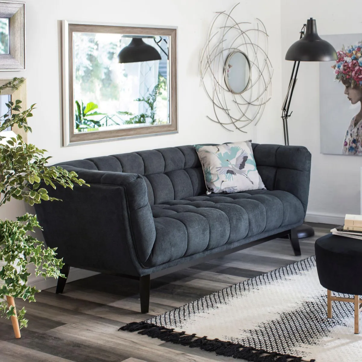 JUST HOME COLLECTION - Sofá 3 cuerpos Murano 196x76x88 cm Gris oscuro