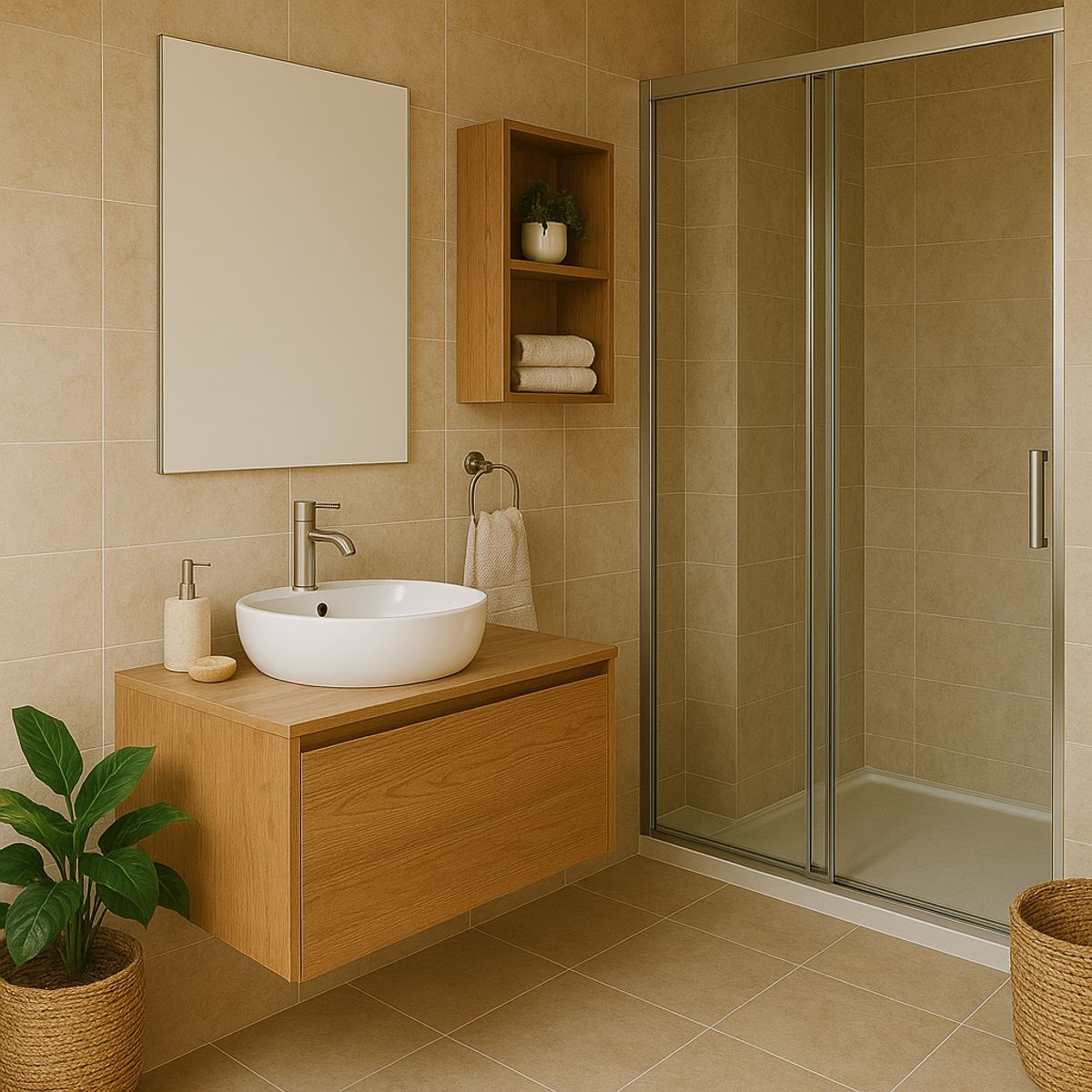 KLIPEN - Espejo con Bisel Baño Forma Rectangular 60x90 cm Gris Cherry
