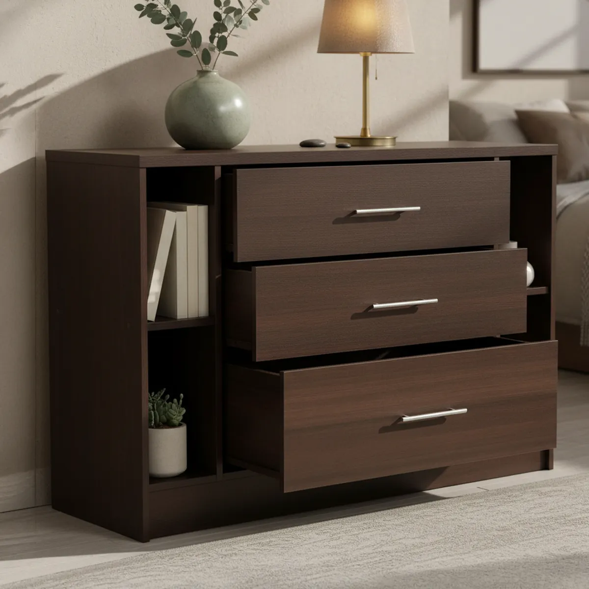 CIC - Cómoda 3 Cajón(es) Rigel 120x80.6x38 cm Chocolate