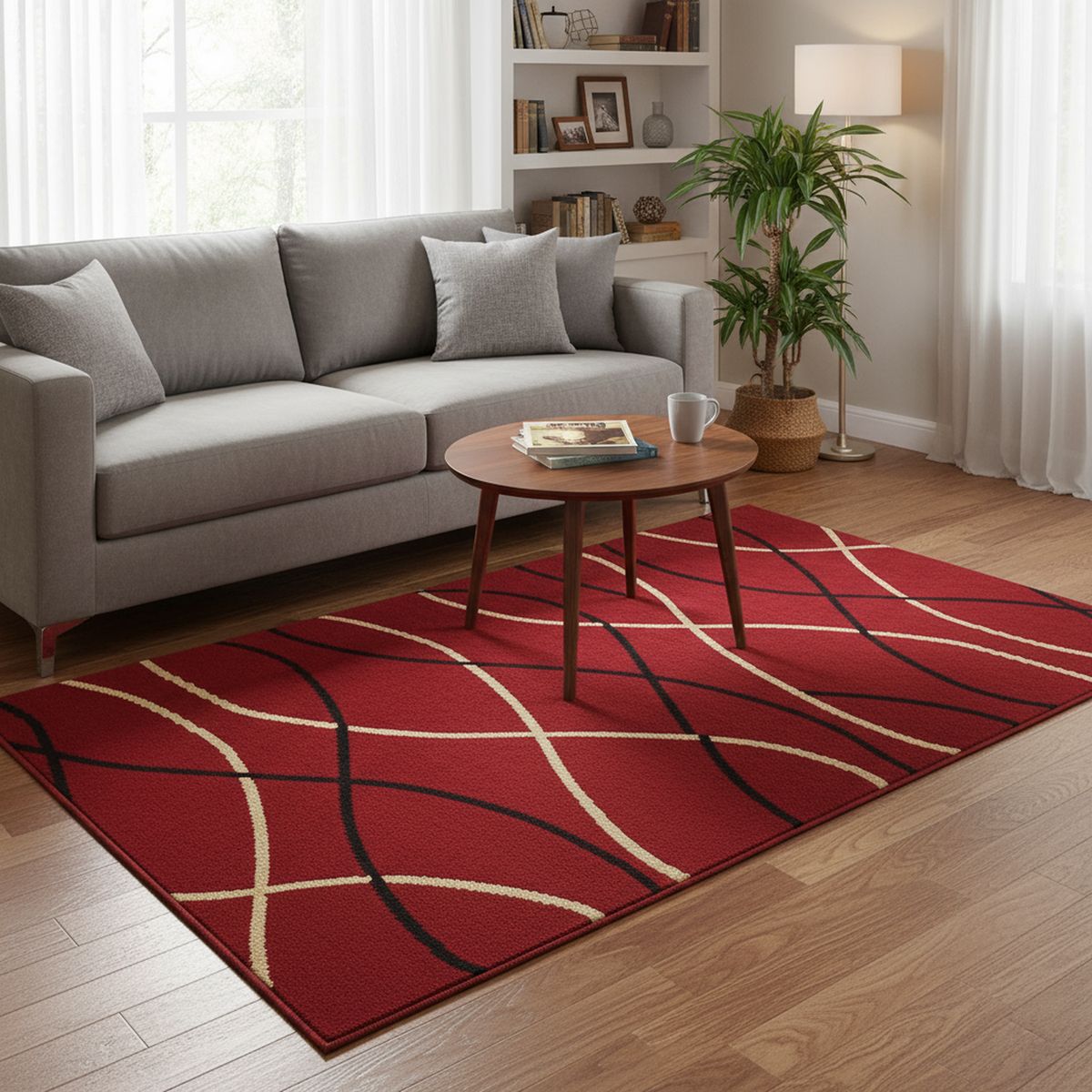 JUST HOME COLLECTION - Alfombra Rayas 120x170 cm Yute Rojo