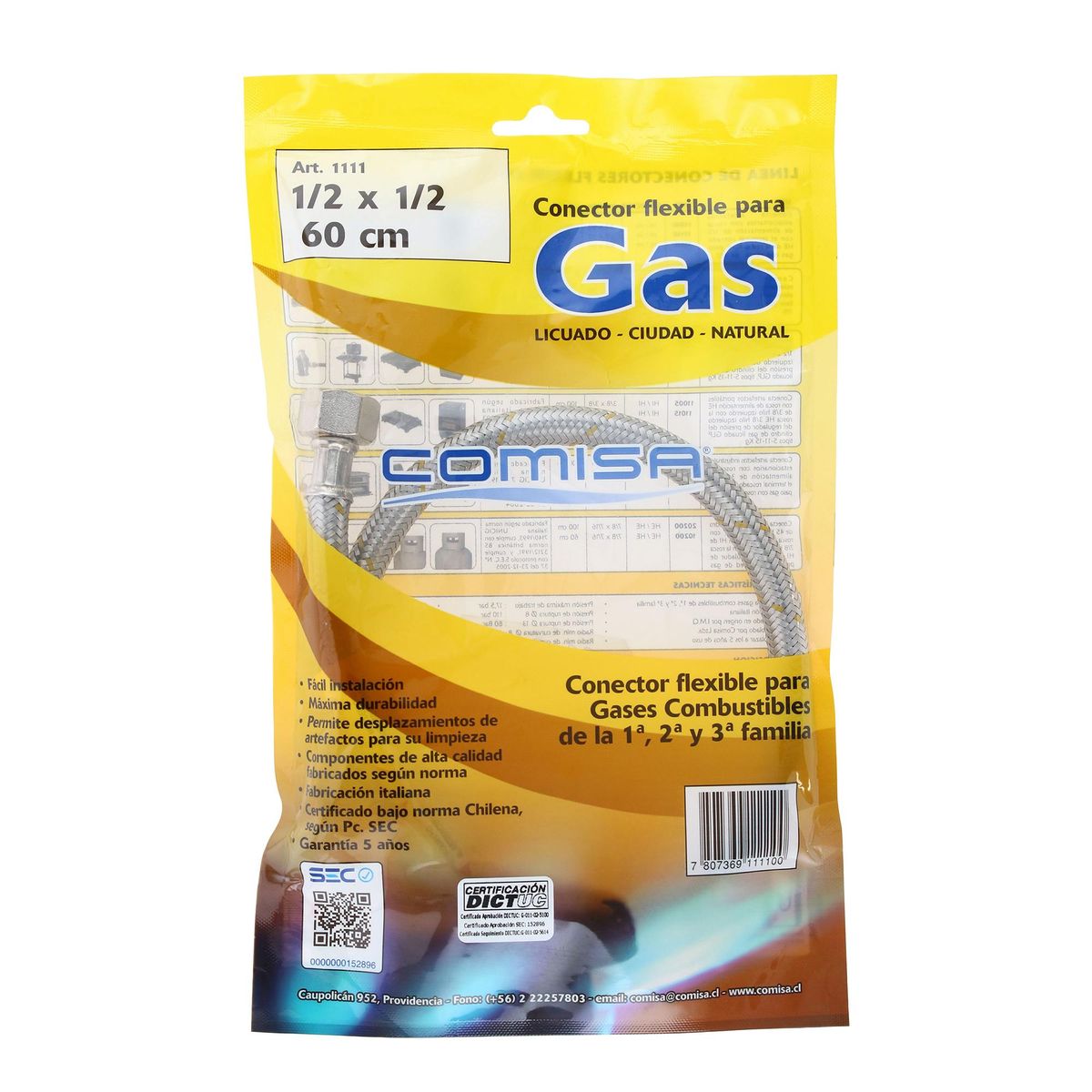 GENERICO - Flexible gas 1/2" HI-HI 60 cm