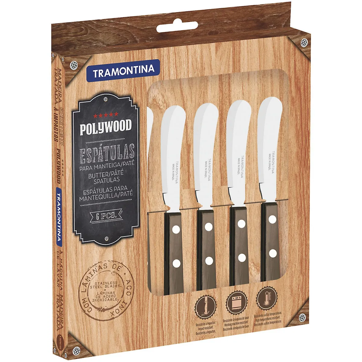 TRAMONTINA - Set de espátulas para mantequilla acero inoxidable 6 unidades