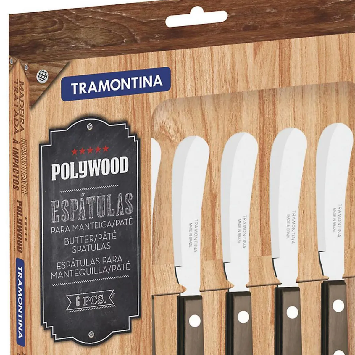 TRAMONTINA - Set de espátulas para mantequilla acero inoxidable 6 unidades