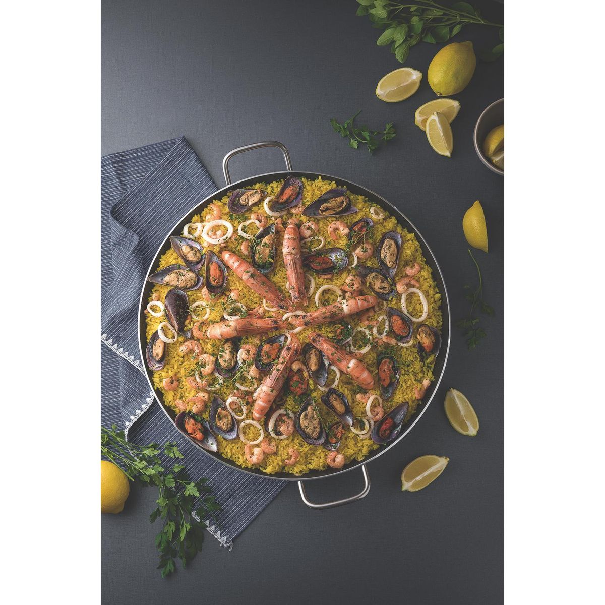 TRAMONTINA - Paellera 60 cm Aluminio Negro