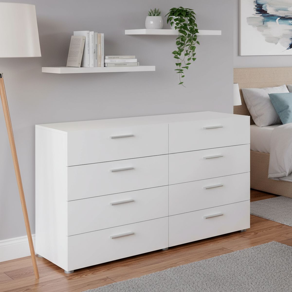 TVILUM - Cómoda 8 Cajón(es) Pepe 140x82x40 cm Blanco