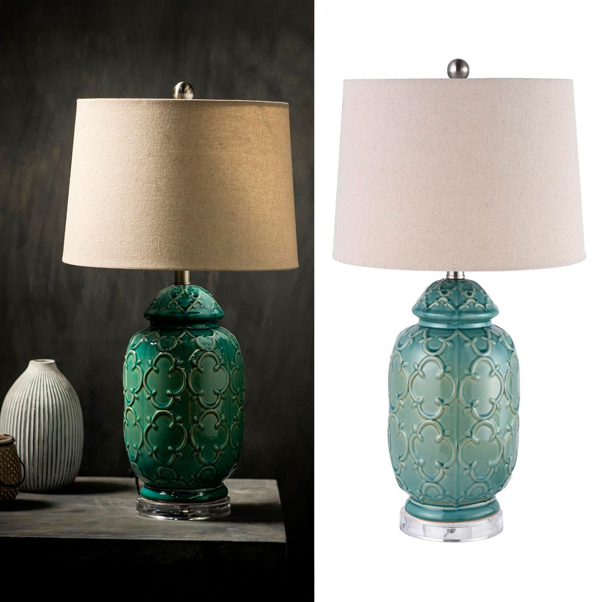 TEMPORA - Lámpara Mesa Milán Verde 38x69 cm