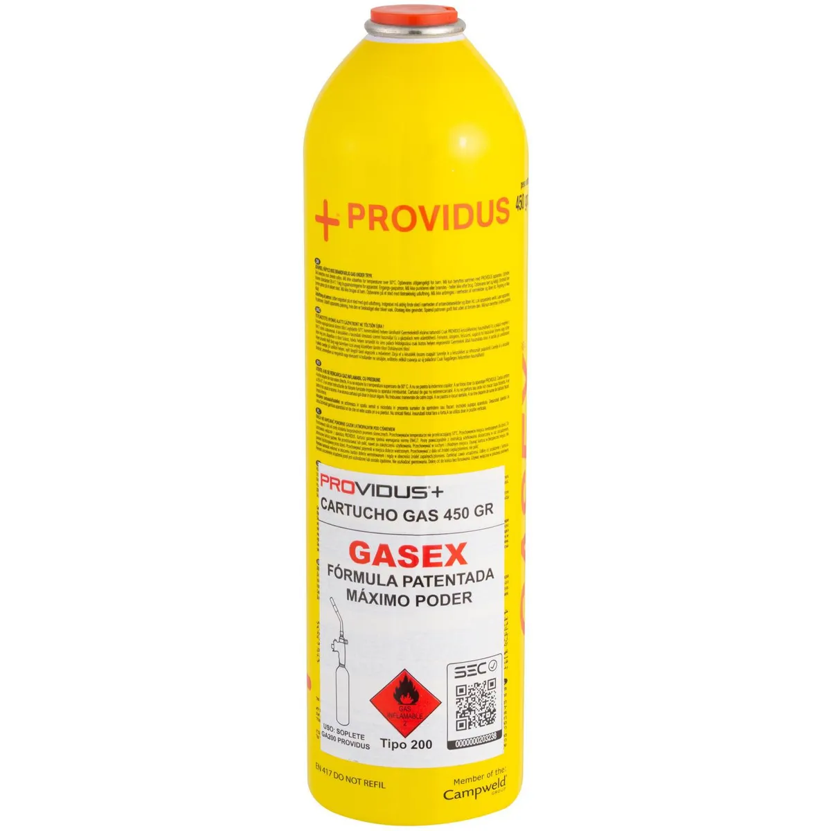 PROVIDUS - Balón de Gas desechable 450 gr