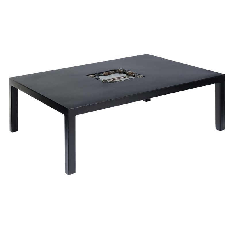 NATURAL WARM - Mesa de Centro Rectangular Fierro 90x40x120 cm Negro