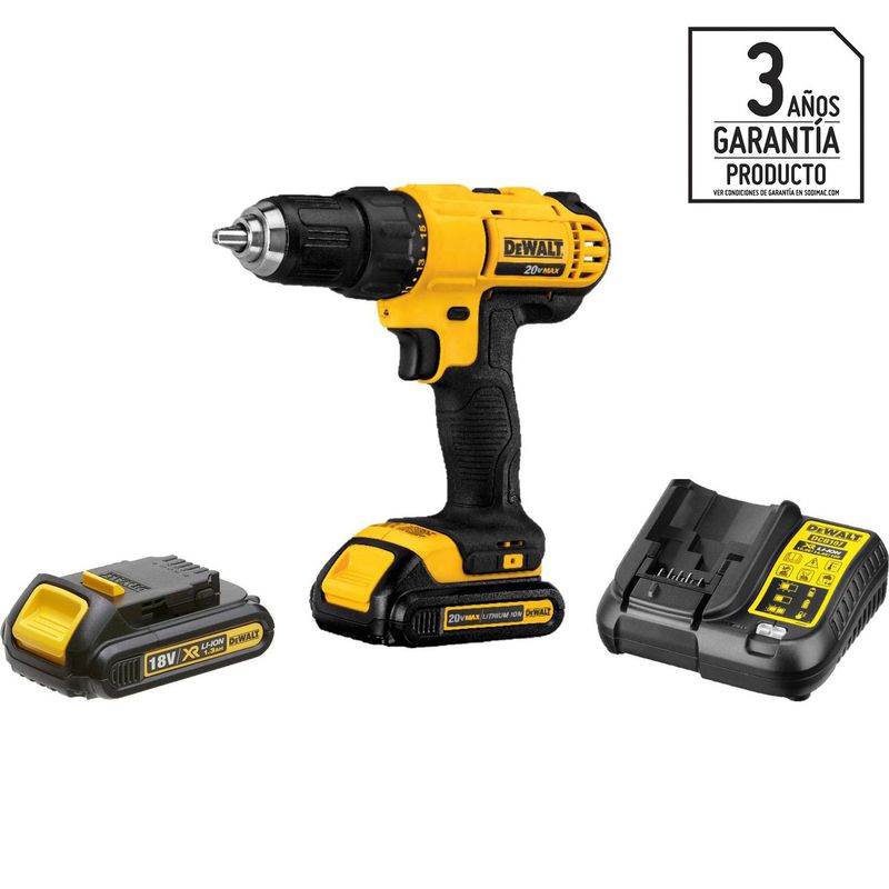 DEWALT - Taladro Inalámbrico Rotación 13 mm 20 V/2 Baterías