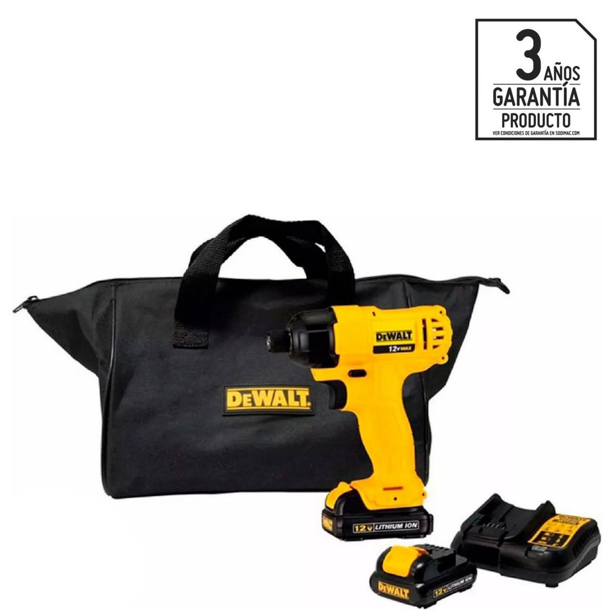 DEWALT - Atornillador de impacto inalámbrico 12V + 2 baterías