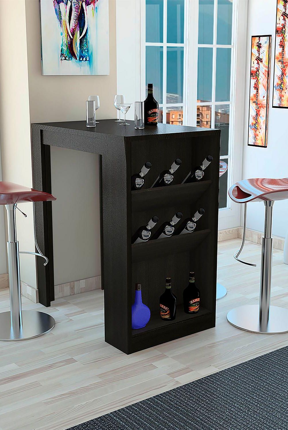TUHOME - Mesa de Bar Syrah 91x105.3x58 cm Wengué