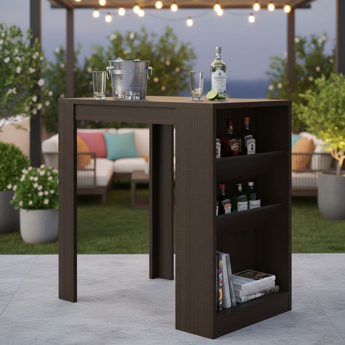 TUHOME - Mesa de Bar Syrah 91x105.3x58 cm Wengué