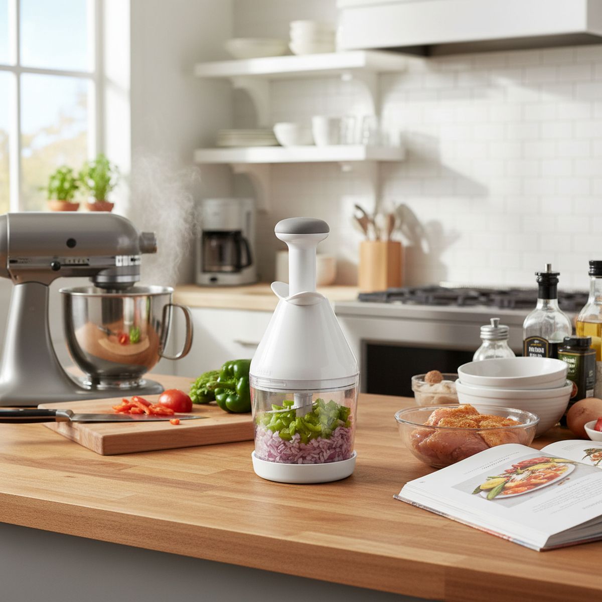 LEIFHEIT - Picador Manual Leifheit con Recipiente Blanco Inoxidable