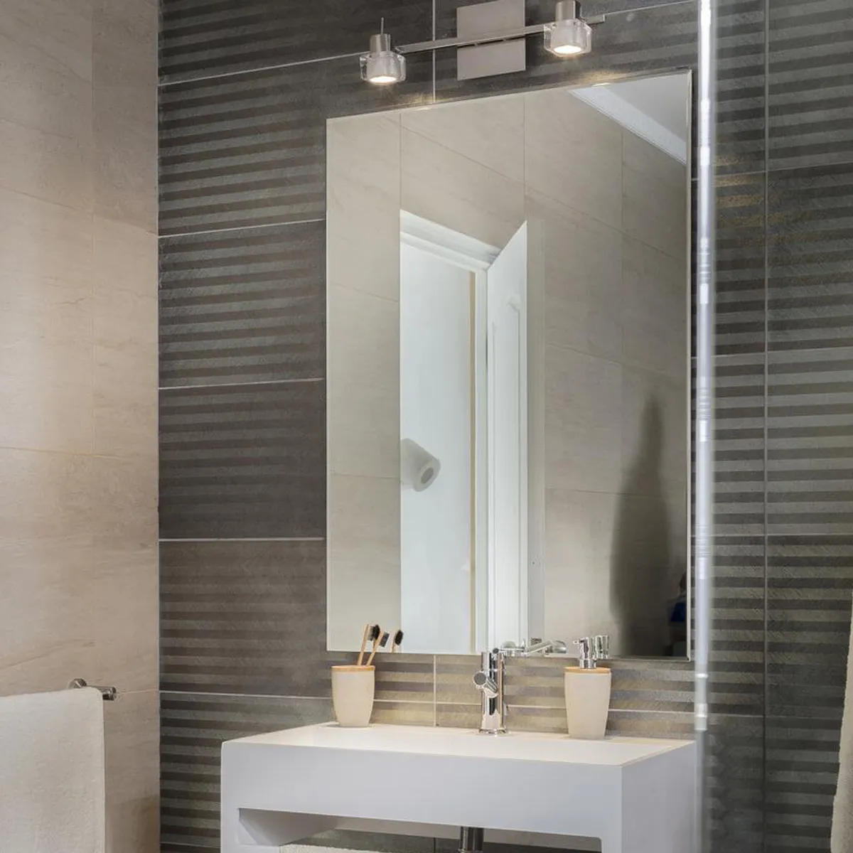 KLIPEN - Espejo con Bisel Baño Forma Rectangular 70x100 cm Blanco Cherry