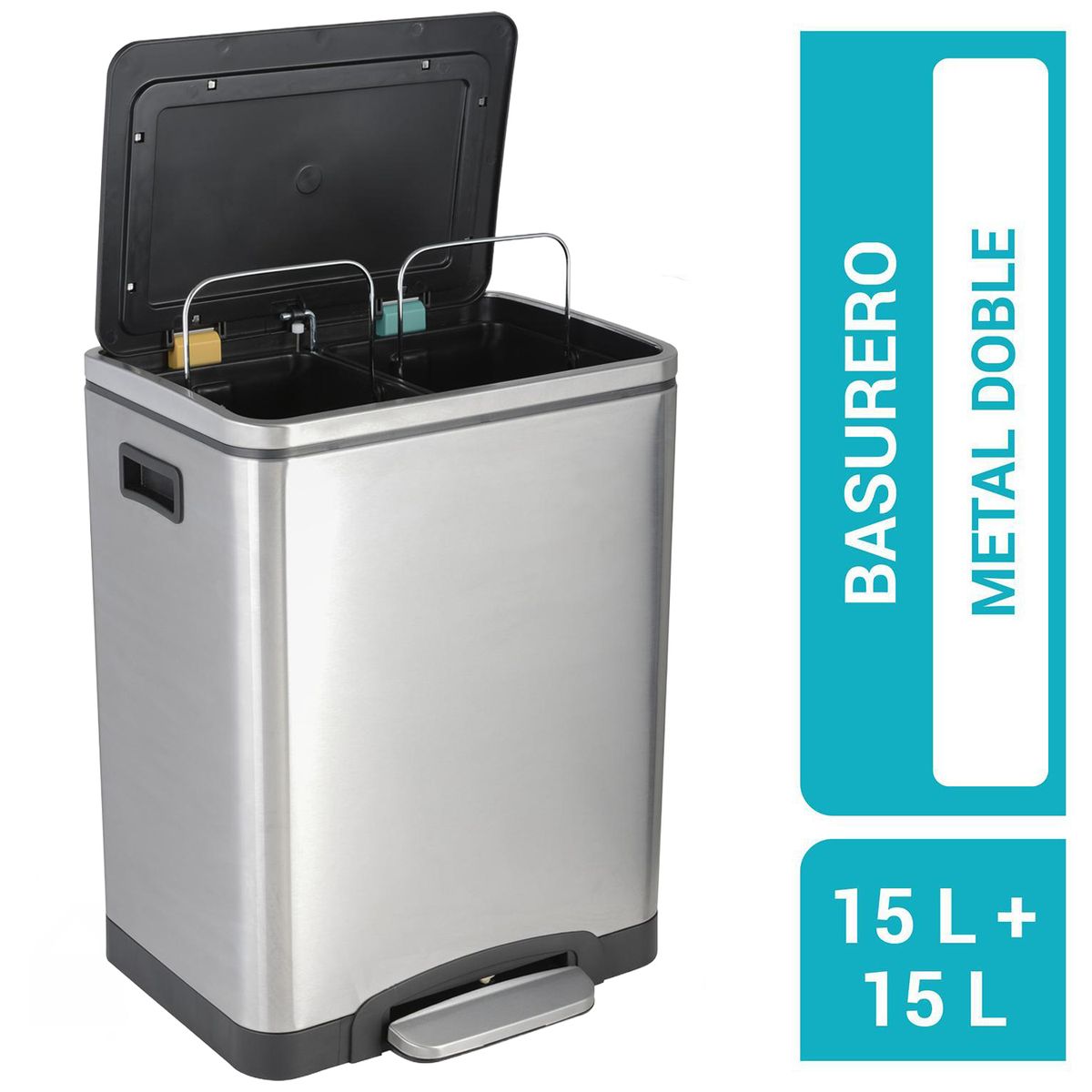 JUST HOME COLLECTION - Basurero 30 Litros Metal Gris