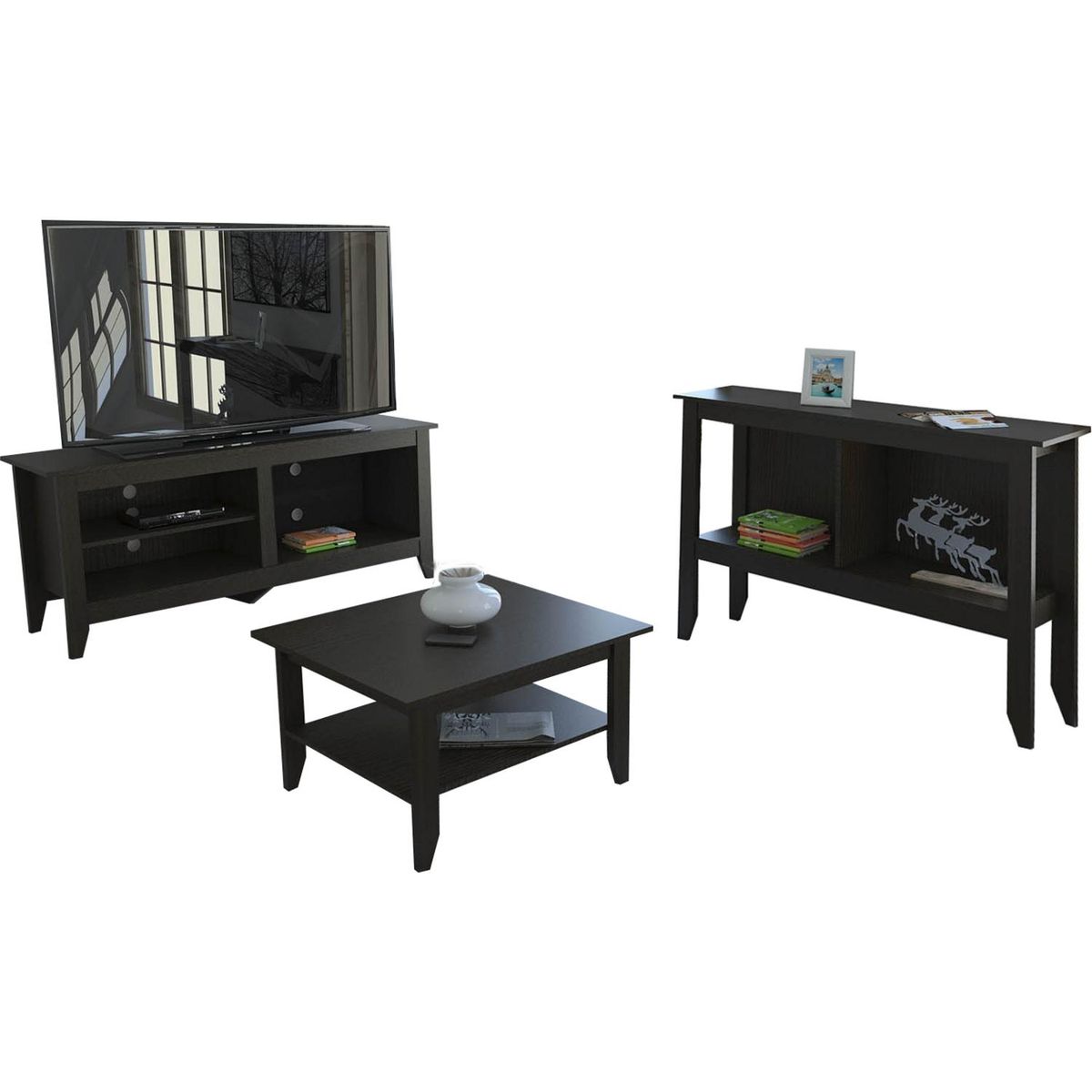 TUHOME - Rack+mesa centro+arrimo essential wengue