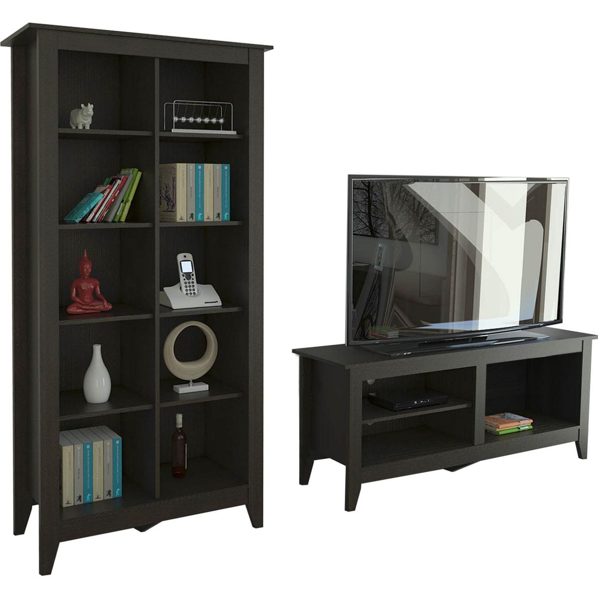 TUHOME - Rack+librero essential wengue