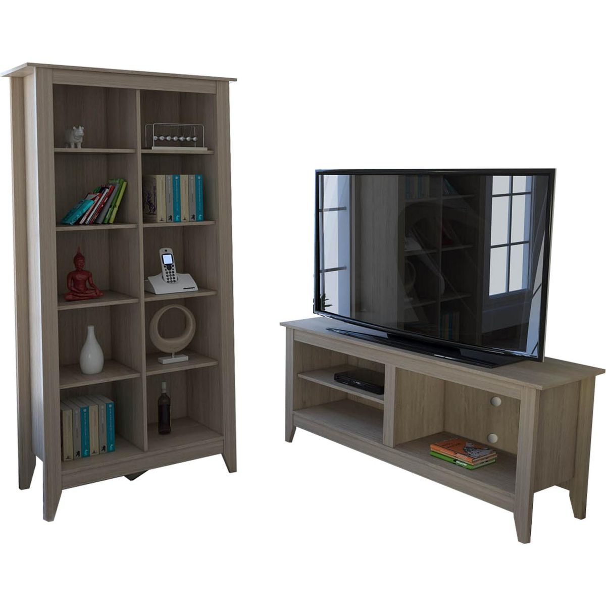 TUHOME - Rack+ librero essential oak