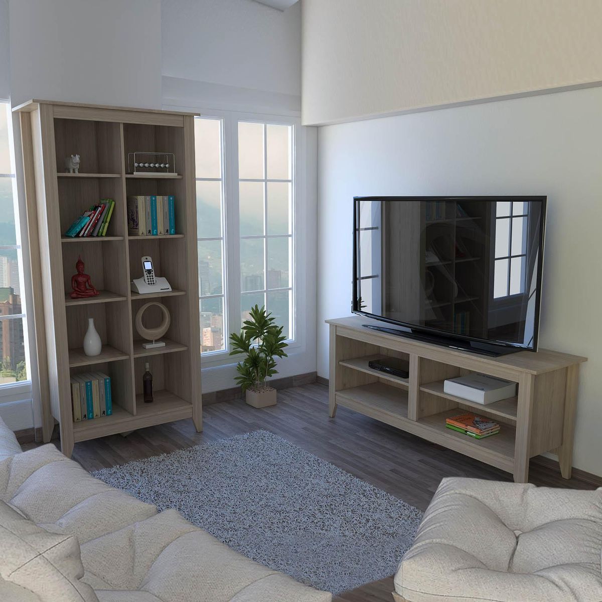 TUHOME - Rack+ librero essential oak