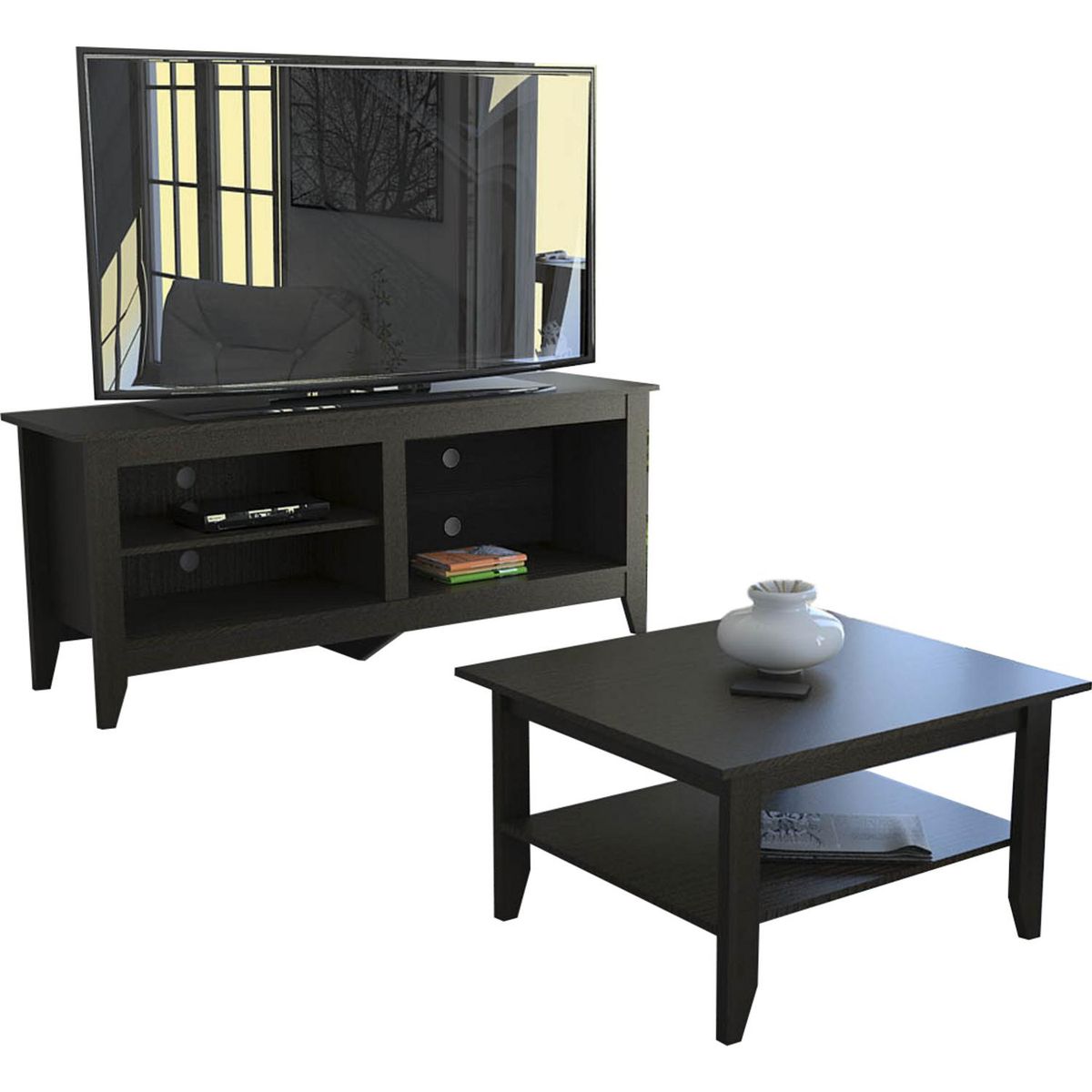 TUHOME - Mesa de centro+rack essential wengue