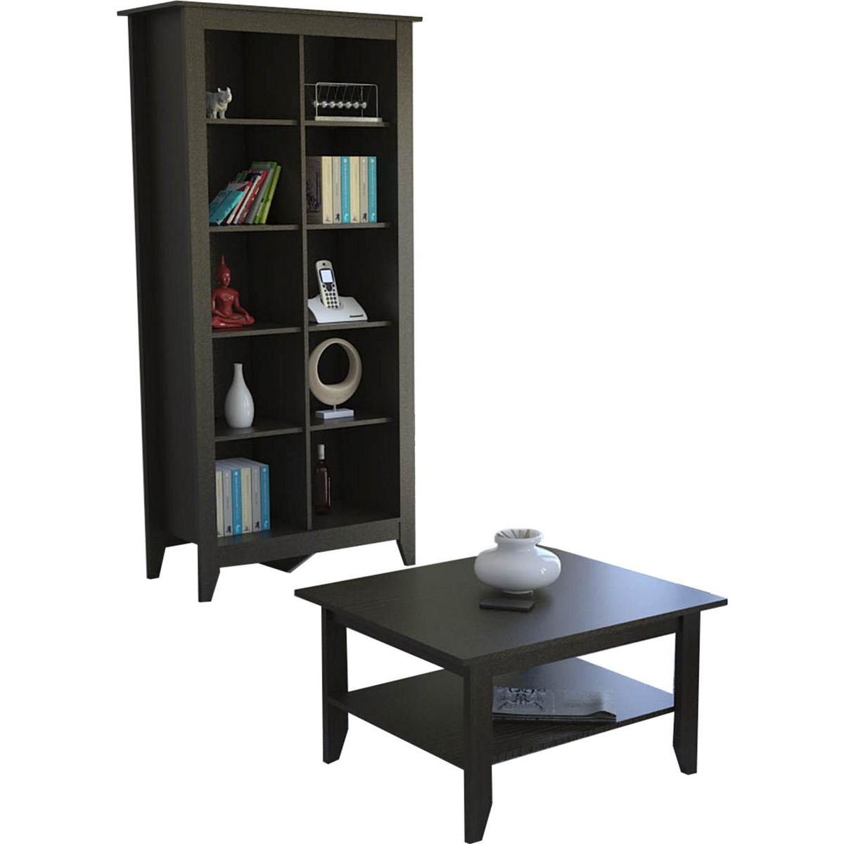 TUHOME - Mesa de centro Essential Wengué 80x70x45 cm