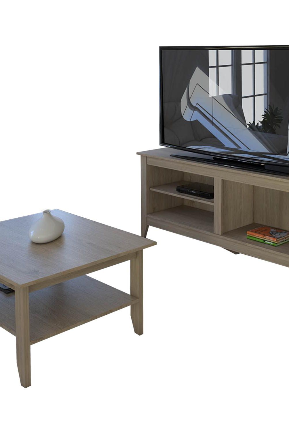 TUHOME - Mesa de centro+rack essential oak