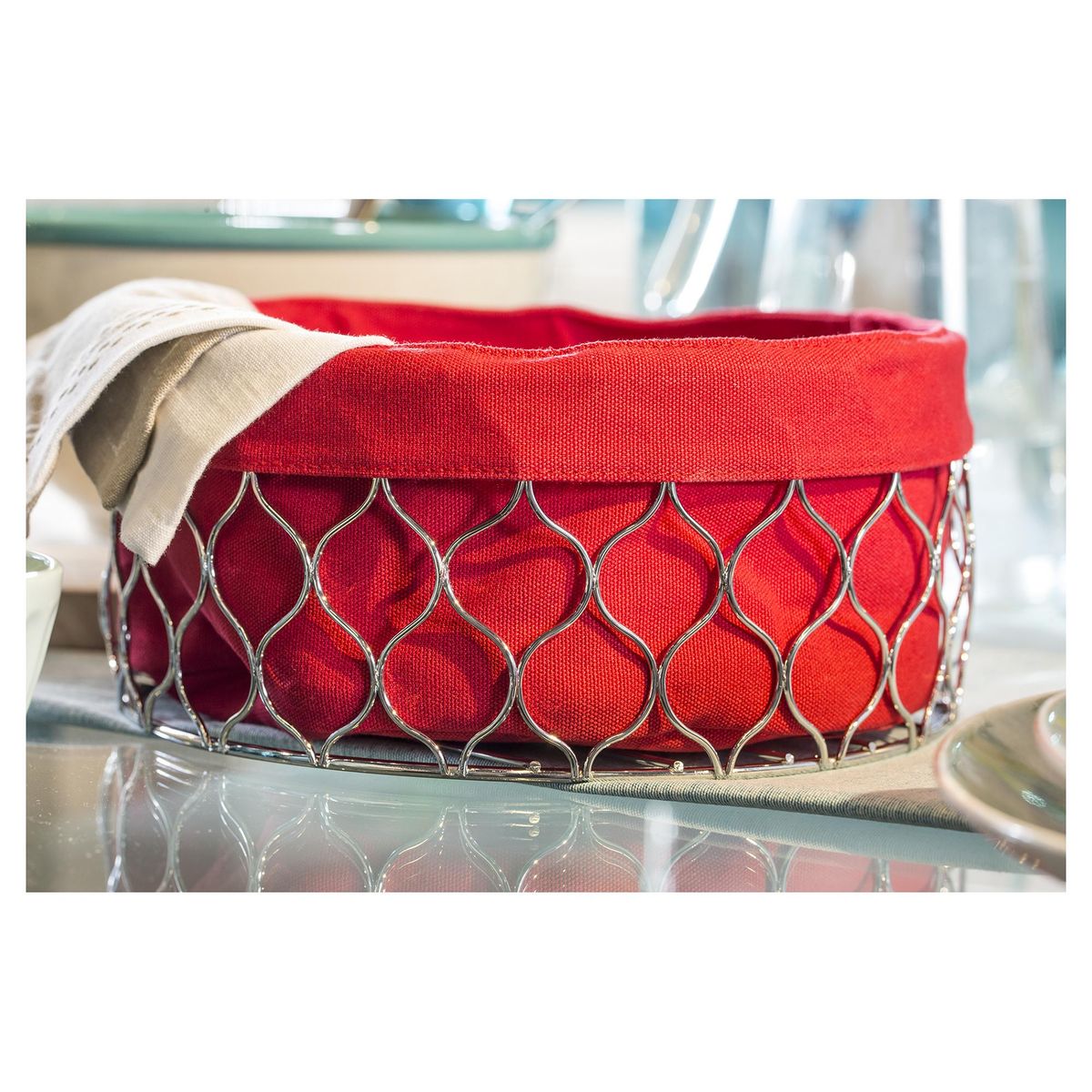 JUST HOME COLLECTION - Panera tela roja 24X24X11 cm