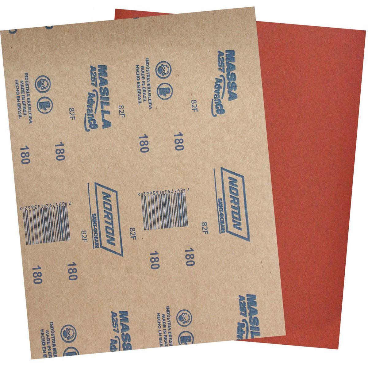 NORTON - Lija Norton A-257 para Grano 180 Óxido de 22.5x27.5cm