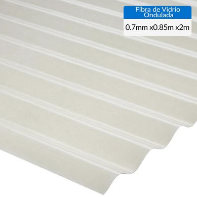 Plancha fibra de vidrio premium ondulada luz difusor 0.7mmx0.85mx2.0m