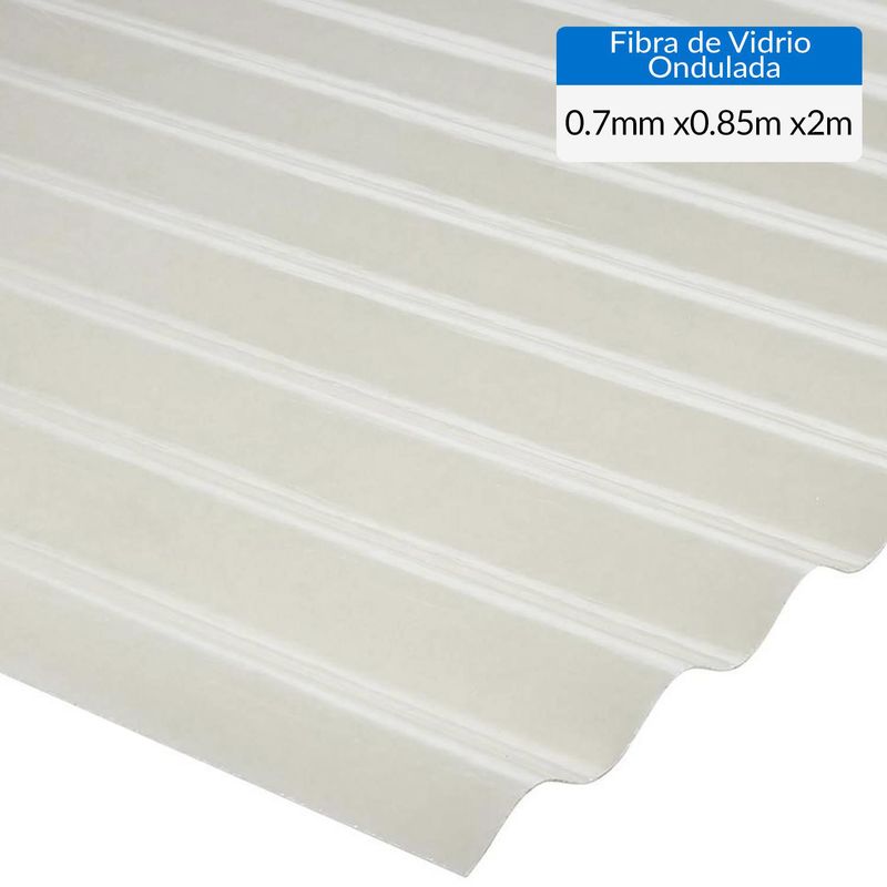 FEMOGLAS - Plancha Fibra de vidrio Ondulada 0.7 mm 85x200 cm Luz Difusora