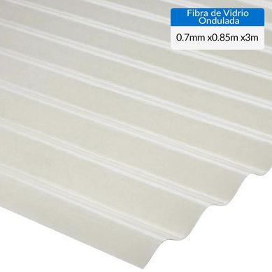 Plancha fibra de vidrio premium ondulada luz difusor 0.7mmx0.85mx3.0m