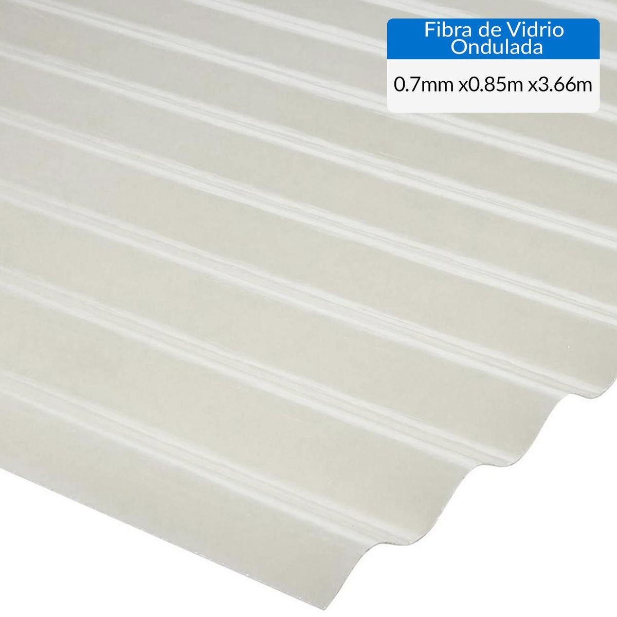 FEMOGLAS - Plancha Fibra de vidrio Ondulada 0.7 mm 85x366 cm Luz Difusora