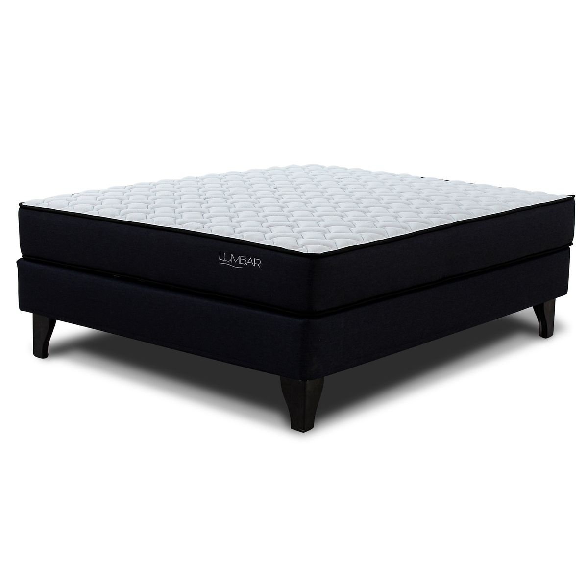 MANTAHUE - Cama 2 plazas Americana Lumbar Blanco/café