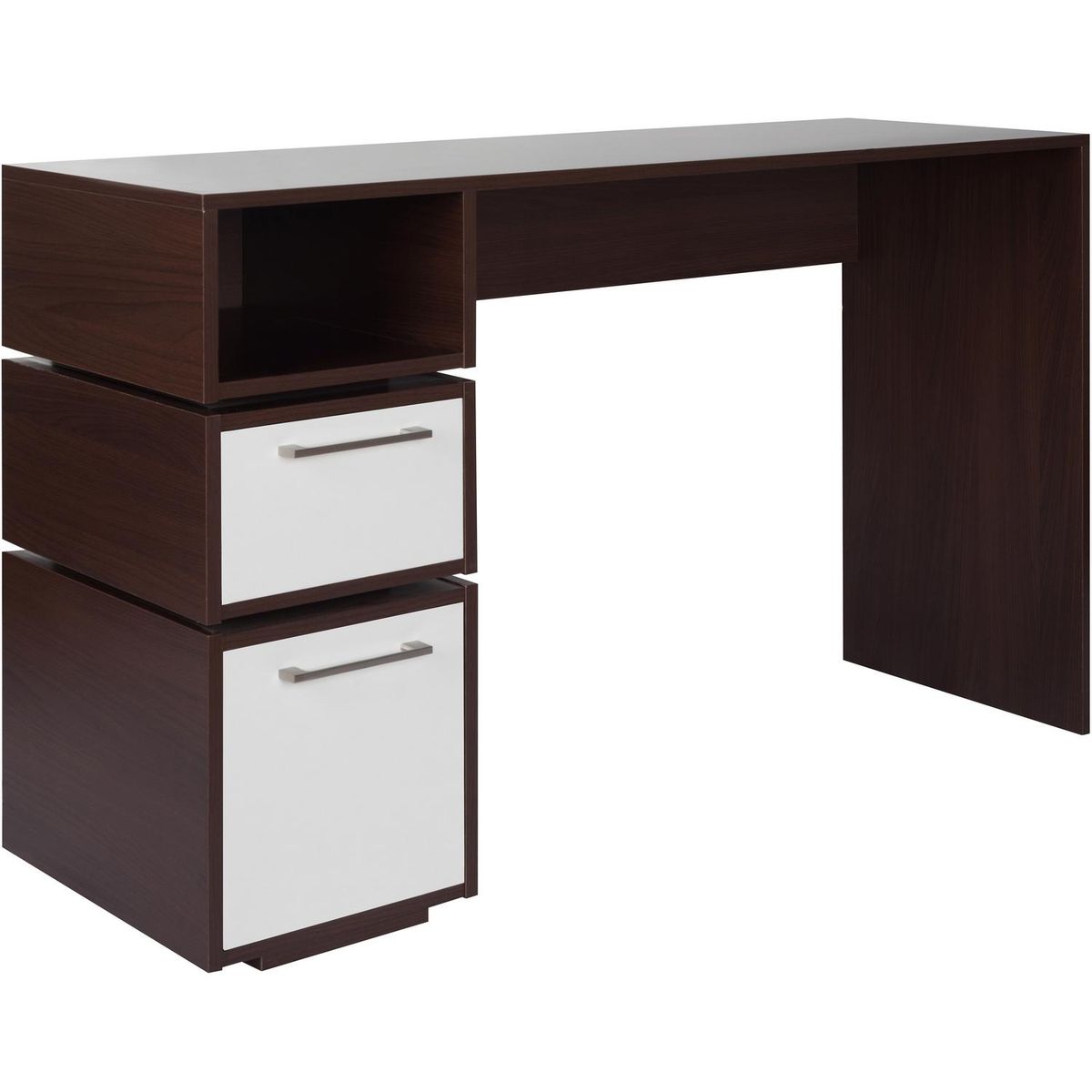 HOMY - Escritorio Flotado 2 cajones 120x40x75 cm chocolate y blanco