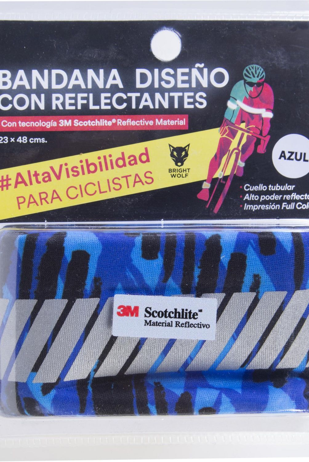 BRIGHT WOLF - Bandana reflectante 15,4x13,4x3,7cm tela azul