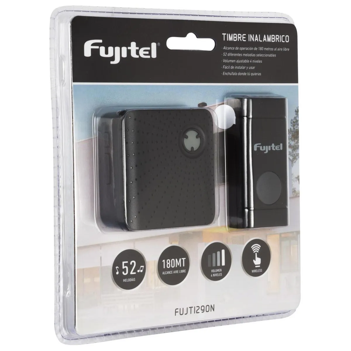 FUJITEL - Timbre inalámbrico negro